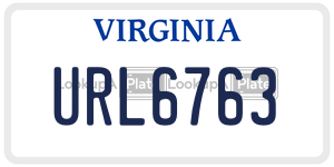 URL6763  license plate in VA