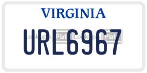 URL6967  license plate in VA