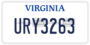 URY3263  license plate in VA