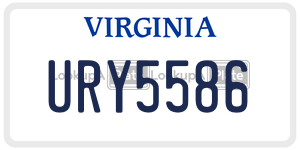 URY5586  license plate in VA