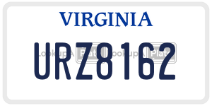 URZ8162  license plate in VA