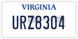 URZ8304  license plate in VA