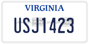 USJ1423  license plate in VA