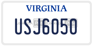 USJ6050  license plate in VA