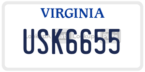 USK6655 license plate in Virginia