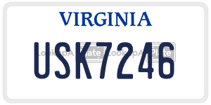 USK7246  license plate in VA