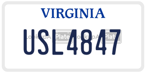 USL4847 license plate in Virginia