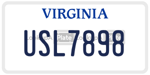 USL7898 license plate in Virginia