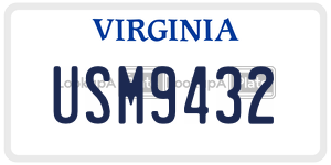USM9432  license plate in VA