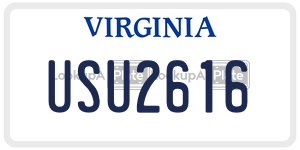 USU2616  license plate in VA