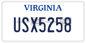 USX5258  license plate in VA