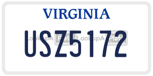 USZ5172  license plate in VA