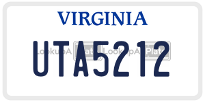 UTA5212 license plate in Virginia