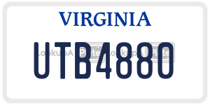 UTB4880  license plate in VA