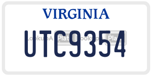 UTC9354  license plate in VA