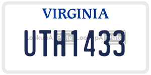 UTH1433  license plate in VA