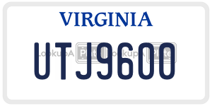 UTJ9600  license plate in VA