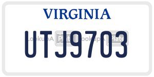 UTJ9703  license plate in VA