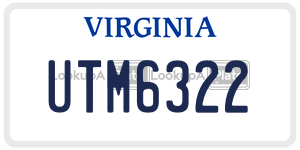 UTM6322  license plate in VA