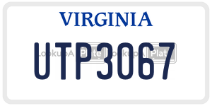 UTP3067 license plate in Virginia