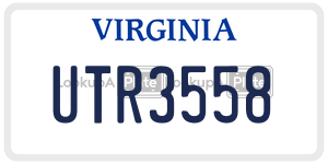 UTR3558  license plate in VA