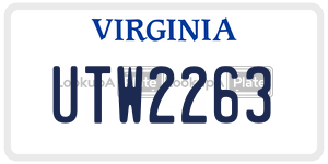 UTW2263  license plate in VA