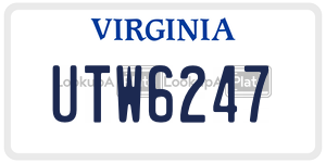UTW6247  license plate in VA