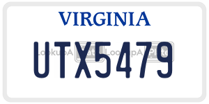 UTX5479 license plate in Virginia