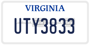 UTY3833  license plate in VA