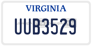UUB3529 license plate in Virginia