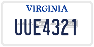 UUE4321  license plate in VA