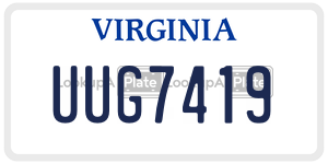 UUG7419 license plate in Virginia