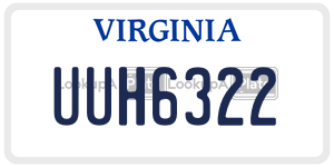 UUH6322  license plate in VA