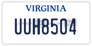 UUH8504  license plate in VA