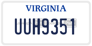 UUH9351  license plate in VA