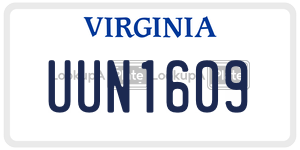 UUN1609 license plate in Virginia