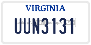 UUN3131  license plate in VA