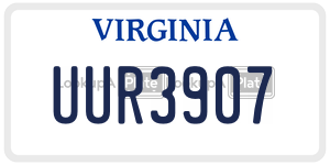 UUR3907  license plate in VA