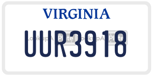UUR3918  license plate in VA