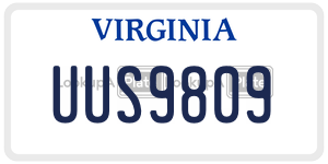 UUS9809  license plate in VA