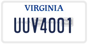 UUV4001  license plate in VA