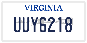 UUY6218  license plate in VA