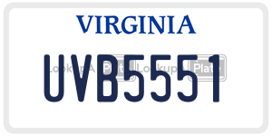 UVB5551 license plate in Virginia