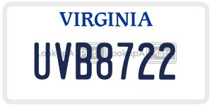 UVB8722 license plate in Virginia