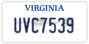 UVC7539 license plate in Virginia