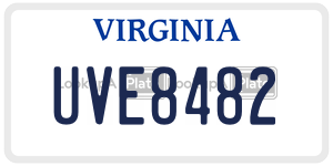 UVE8482  license plate in VA