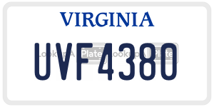 UVF4380  license plate in VA