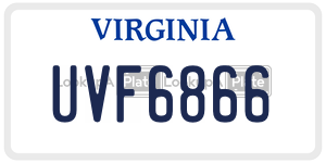 UVF6866  license plate in VA