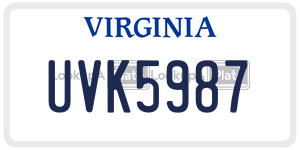 UVK5987  license plate in VA