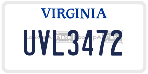 UVL3472 license plate in Virginia
